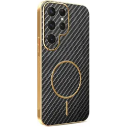 Phonesta Luxury Carbon Fiber Back Cover hoesje met MagSafe voor Samsung Galaxy S25 Ultra - Zwart