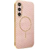 Phonesta Luxury Carbon Fiber Back Cover hoesje met MagSafe voor Samsung Galaxy S25/S24 - Roze 0