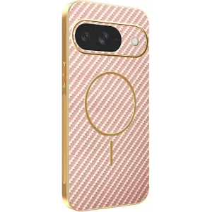 Phonesta Luxury Carbon Fiber Back Cover hoesje met MagSafe voor Google Pixel 9 - Roze