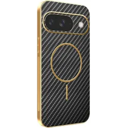 Phonesta Luxury Carbon Fiber Back Cover hoesje met MagSafe voor Google Pixel 9 - Zwart