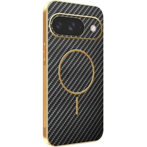 Phonesta Luxury Carbon Fiber Back Cover hoesje met MagSafe voor Google Pixel 9 - Zwart
