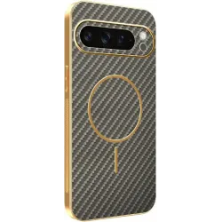 Phonesta Luxury Carbon Fiber Back Cover hoesje met MagSafe voor Google Pixel 9 Pro XL - Bruin
