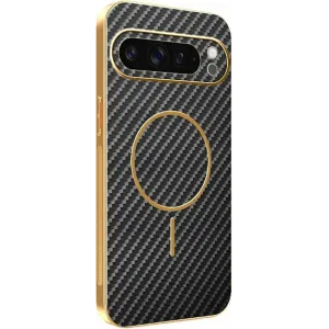 Phonesta Luxury Carbon Fiber Back Cover hoesje met MagSafe voor Google Pixel 9 Pro XL - Zwart