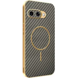 Phonesta Luxury Carbon Fiber Back Cover hoesje met MagSafe voor Google Pixel 9a - Bruin