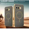 Phonesta Luxury Carbon Fiber Back Cover hoesje met MagSafe voor Google Pixel 9a - Bruin 3