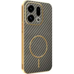 Phonesta Luxury Carbon Fiber Back Cover hoesje met MagSafe voor Oppo Find X9 - Bruin