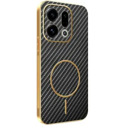 Phonesta Luxury Carbon Fiber Back Cover hoesje met MagSafe voor Oppo Find X9 - Zwart