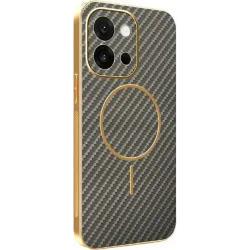 Phonesta Luxury Carbon Fiber Back Cover hoesje met MagSafe voor Oppo A6 Pro - Bruin