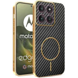 Phonesta Luxury Carbon Fiber Back Cover hoesje met MagSafe voor Motorola Edge 70 - Zwart