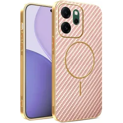 Phonesta Luxury Carbon Fiber Back Cover hoesje met MagSafe voor Oppo Reno14 F/FS - Roze