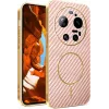Phonesta Luxury Carbon Fiber Back Cover hoesje met MagSafe voor Xiaomi 17 Ultra - Roze 0