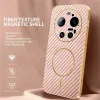 Phonesta Luxury Carbon Fiber Back Cover hoesje met MagSafe voor Xiaomi 17 Ultra - Roze 1