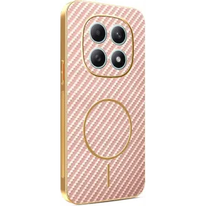 Phonesta Luxury Carbon Fiber Back Cover hoesje met MagSafe voor Xiaomi Redmi Note 15 4G/5G / Xiaomi Poco M8 - Roze