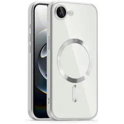 Phonesta Luxury Crystal Back Cover hoesje met MagSafe voor Apple iPhone 17e/16e - Transparant/Zilver