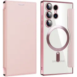 Phonesta Luxury Crystal Book Wallet Case hoesje met MagSafe voor Samsung Galaxy S24 Ultra - Roze