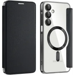 Phonesta Luxury Crystal Book Wallet Case hoesje met MagSafe voor Samsung Galaxy A16 - Zwart