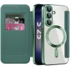 Phonesta Luxury Crystal Book Wallet Case hoesje met MagSafe voor Samsung Galaxy S25/S24 - Donkergroen 2