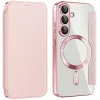 Phonesta Luxury Crystal Book Wallet Case hoesje met MagSafe voor Samsung Galaxy S25/S24 - Roze