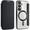 Phonesta Luxury Crystal Book Wallet Case hoesje met MagSafe voor Samsung Galaxy S25/S24 - Zwart