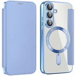 Phonesta Luxury Crystal Book Wallet Case hoesje met MagSafe voor Samsung Galaxy S25 Plus/S24 Plus - Lichtblauw