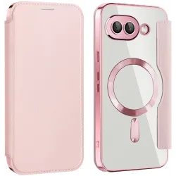 Phonesta Luxury Crystal Book Wallet Case hoesje met MagSafe voor Google Pixel 9a - Roze