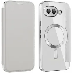 Phonesta Luxury Crystal Book Wallet Case hoesje met MagSafe voor Google Pixel 9a - Zilver
