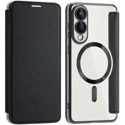 Phonesta Luxury Crystal Book Wallet Case hoesje met MagSafe voor Samsung Galaxy S25 Edge - Zwart