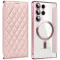 Phonesta Luxury Crystal Puffed Book Wallet Case hoesje met MagSafe voor Samsung Galaxy S24 Ultra - Roze