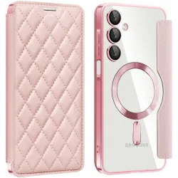 Phonesta Luxury Crystal Puffed Book Wallet Case hoesje met MagSafe voor Samsung Galaxy A16 - Roze