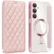 Phonesta Luxury Crystal Puffed Book Wallet Case hoesje met MagSafe voor Samsung Galaxy A16 - Roze