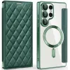 Phonesta Luxury Crystal Puffed Book Wallet Case hoesje met MagSafe voor Samsung Galaxy S25 Ultra - Donkergroen
