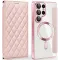 Phonesta Luxury Crystal Puffed Book Wallet Case hoesje met MagSafe voor Samsung Galaxy S25 Ultra - Roze