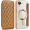 Phonesta Luxury Crystal Puffed Book Wallet Case hoesje met MagSafe voor Apple iPhone 17e/16e - Bruin