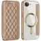 Phonesta Luxury Crystal Puffed Book Wallet Case hoesje met MagSafe voor Apple iPhone 17e/16e - Desert Goud