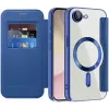 Phonesta Luxury Crystal Puffed Book Wallet Case hoesje met MagSafe voor Apple iPhone 17e/16e - Donkerblauw 2