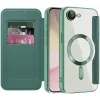 Phonesta Luxury Crystal Puffed Book Wallet Case hoesje met MagSafe voor Apple iPhone 17e/16e - Donkergroen 2