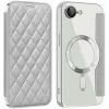 Phonesta Luxury Crystal Puffed Book Wallet Case hoesje met MagSafe voor Apple iPhone 17e/16e - Zilver