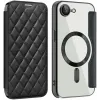Phonesta Luxury Crystal Puffed Book Wallet Case hoesje met MagSafe voor Apple iPhone 17e/16e - Zwart
