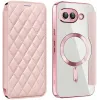 Phonesta Luxury Crystal Puffed Book Wallet Case hoesje met MagSafe voor Google Pixel 9a - Roze