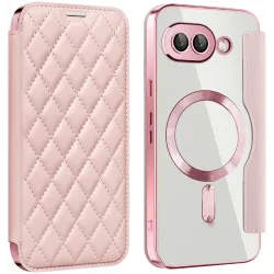 Phonesta Luxury Crystal Puffed Book Wallet Case hoesje met MagSafe voor Google Pixel 9a - Roze
