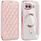 Phonesta Luxury Crystal Puffed Book Wallet Case hoesje met MagSafe voor Google Pixel 9a - Roze