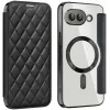 Phonesta Luxury Crystal Puffed Book Wallet Case hoesje met MagSafe voor Google Pixel 9a - Zwart