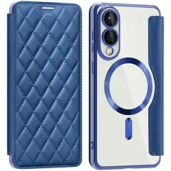 Phonesta Luxury Crystal Puffed Book Wallet Case hoesje met MagSafe voor Samsung Galaxy S25 Edge - Donkerblauw