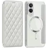 Phonesta Luxury Crystal Puffed Book Wallet Case hoesje met MagSafe voor Samsung Galaxy S25 Edge - Zilver