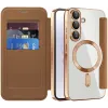 Phonesta Luxury Crystal Puffed Book Wallet Case hoesje met MagSafe voor Samsung Galaxy A36/A56 - Bruin 2