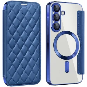 Phonesta Luxury Crystal Puffed Book Wallet Case hoesje met MagSafe voor Samsung Galaxy A36/A56 - Donkerblauw