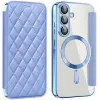 Phonesta Luxury Crystal Puffed Book Wallet Case hoesje met MagSafe voor Samsung Galaxy A36/A56 - Lichtblauw