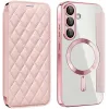 Phonesta Luxury Crystal Puffed Book Wallet Case hoesje met MagSafe voor Samsung Galaxy A36/A56 - Roze