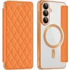 Phonesta Luxury Crystal Puffed Book Wallet Case hoesje met MagSafe voor Samsung Galaxy S26 Plus - Oranje