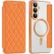Phonesta Luxury Crystal Puffed Book Wallet Case hoesje met MagSafe voor Samsung Galaxy S26 Plus - Oranje